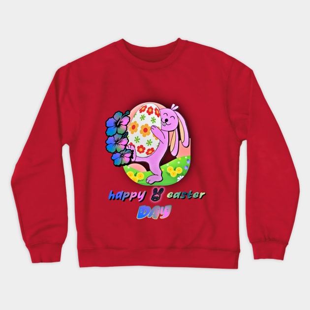 Happy Easter T-Shirt Bunny Rabbit Graphic Crewneck Sweatshirt by luxardo ART